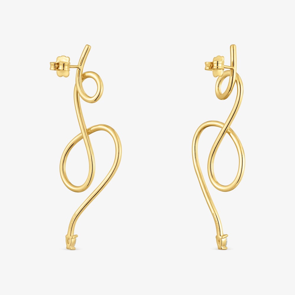 Dlh&eacute; N&aacute;u&scaron;nice s&nbsp;18&nbsp;kt pozl&aacute;ten&iacute;m na striebre so syntetick&yacute;mi diamantmi Lio LGD