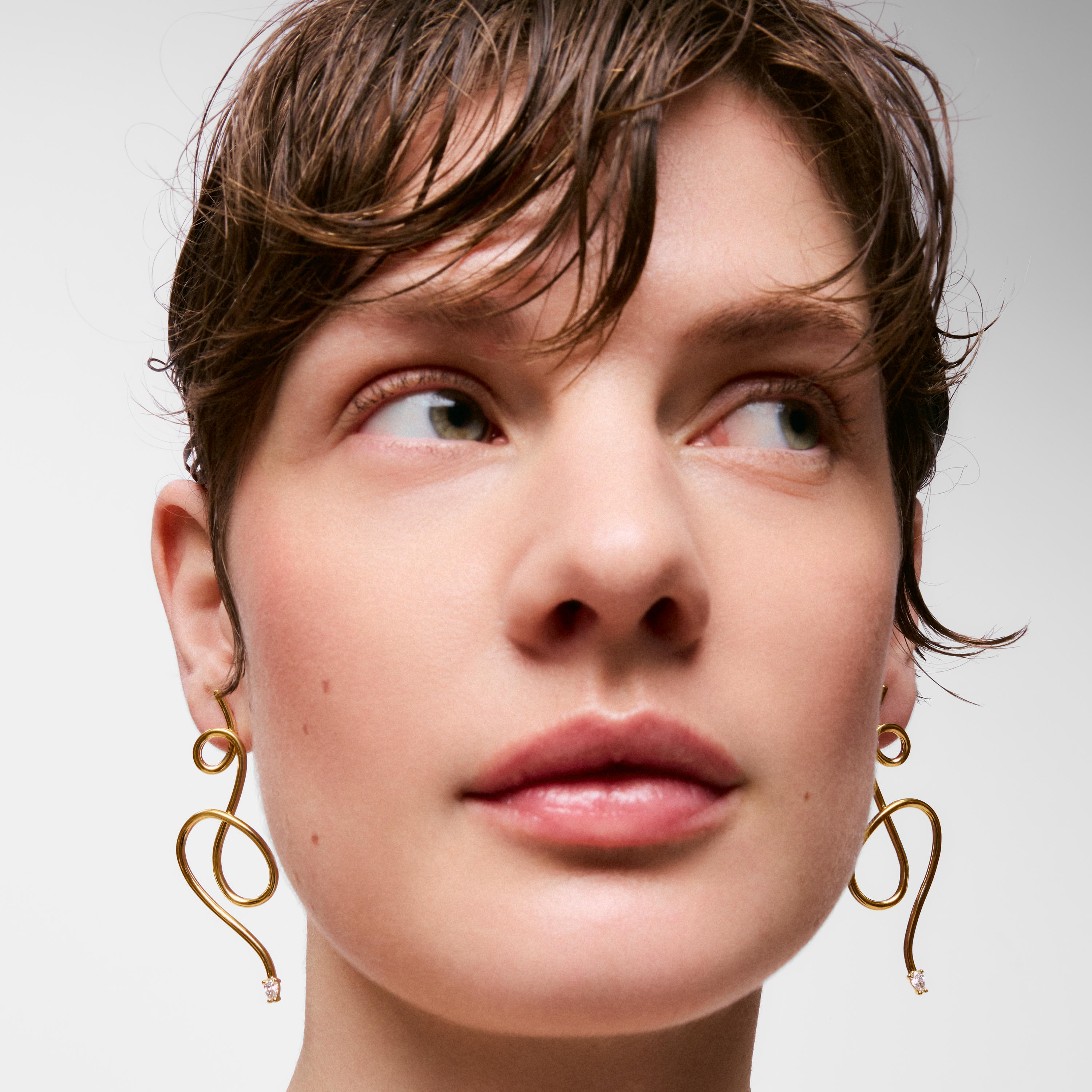 Long Earrings with 18K gold vermeil and laboratory-grown diamonds Lio LGD