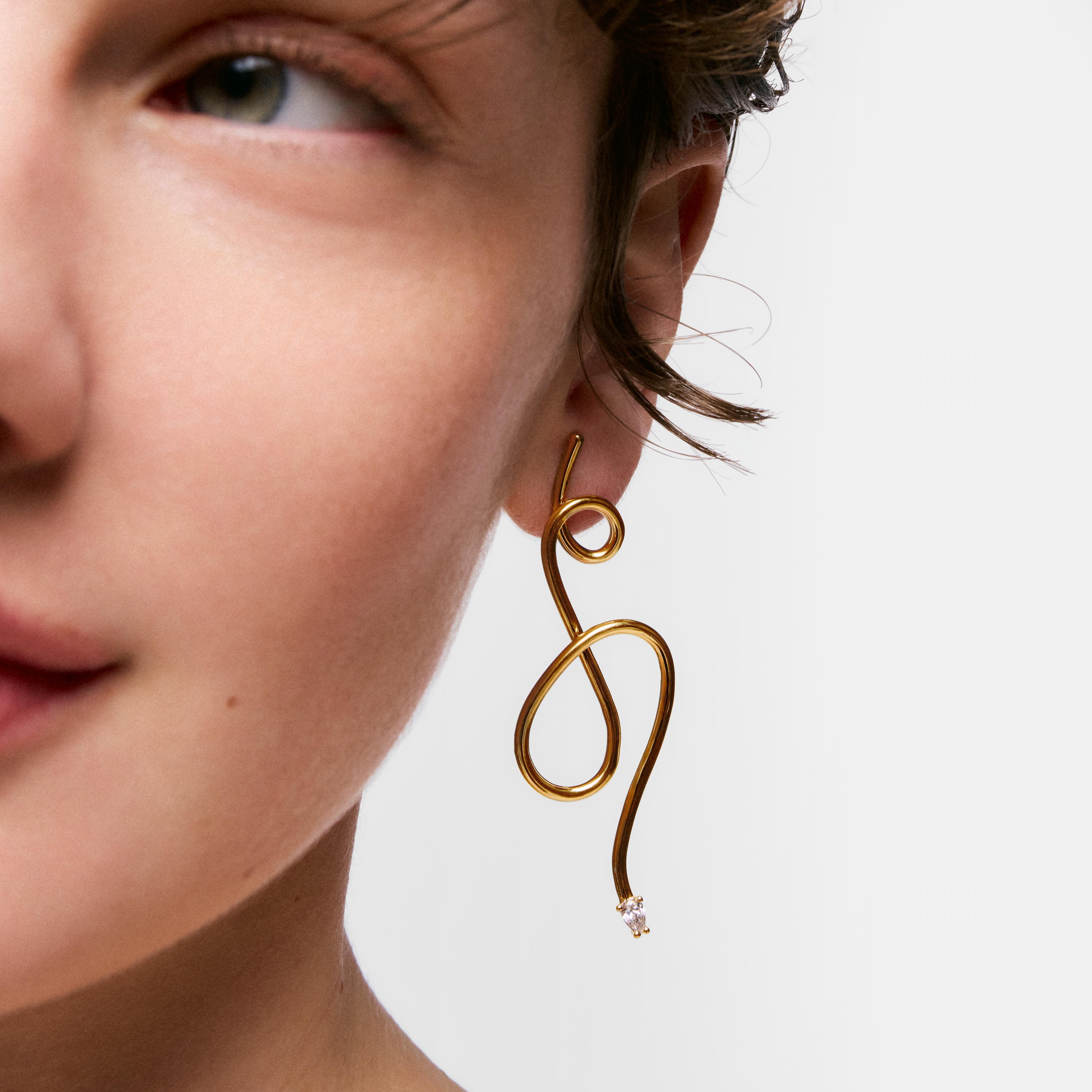 Long Earrings with 18K gold vermeil and laboratory-grown diamonds Lio LGD