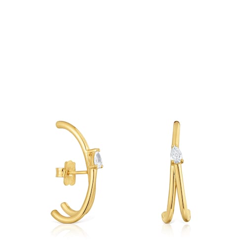 Pendientes de aro con baño de oro 18 kt sobre plata y diamantes creados en laboratorio Lio LGD