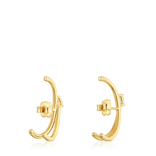 Pendientes de aro con baño de oro 18 kt sobre plata y diamantes creados en laboratorio Lio LGD