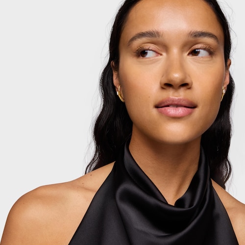 Pendientes de aro con baño de oro 18 kt sobre plata y diamantes creados en laboratorio Lio LGD