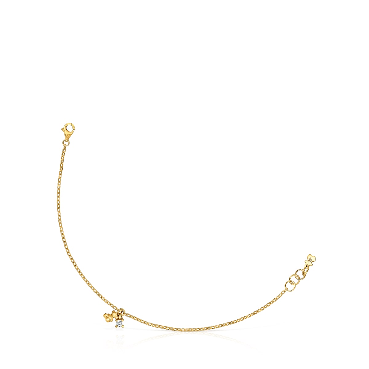Tous - Pulsera Cadena Con Baño De Oro 18 Kt Sobre Plata Y Diamante Creado En Laboratorio Bold Bear Lgd - Dorado