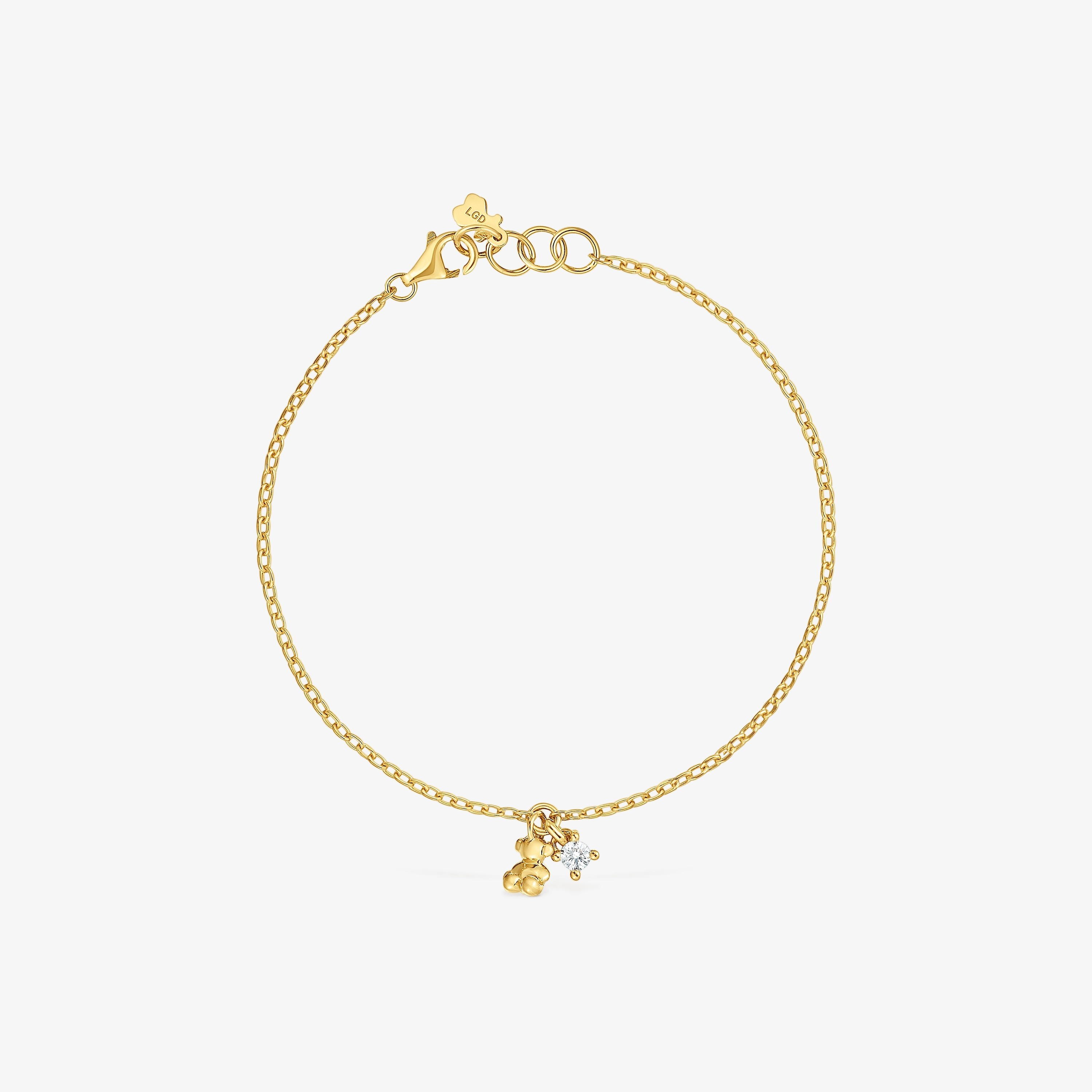 Chain bracelet with 18K gold vermeil and laboratory-grown diamond Bold Bear LGD