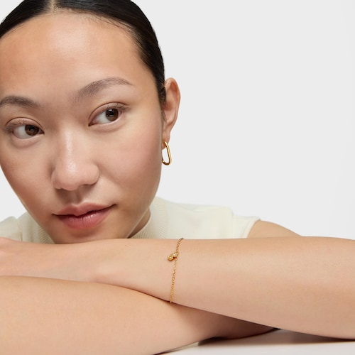 Chain bracelet with 18kt gold plating over silver and laboratory-grown diamond Bold Bear LGD