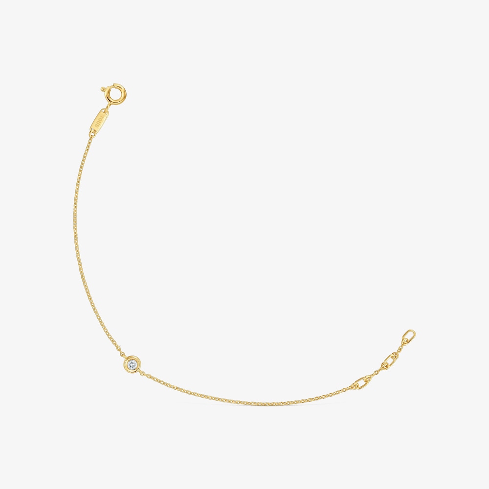 Pulsera cadena con ba&ntilde;o de oro 18&nbsp;kt sobre plata y diamante creado en laboratorio Line LGD