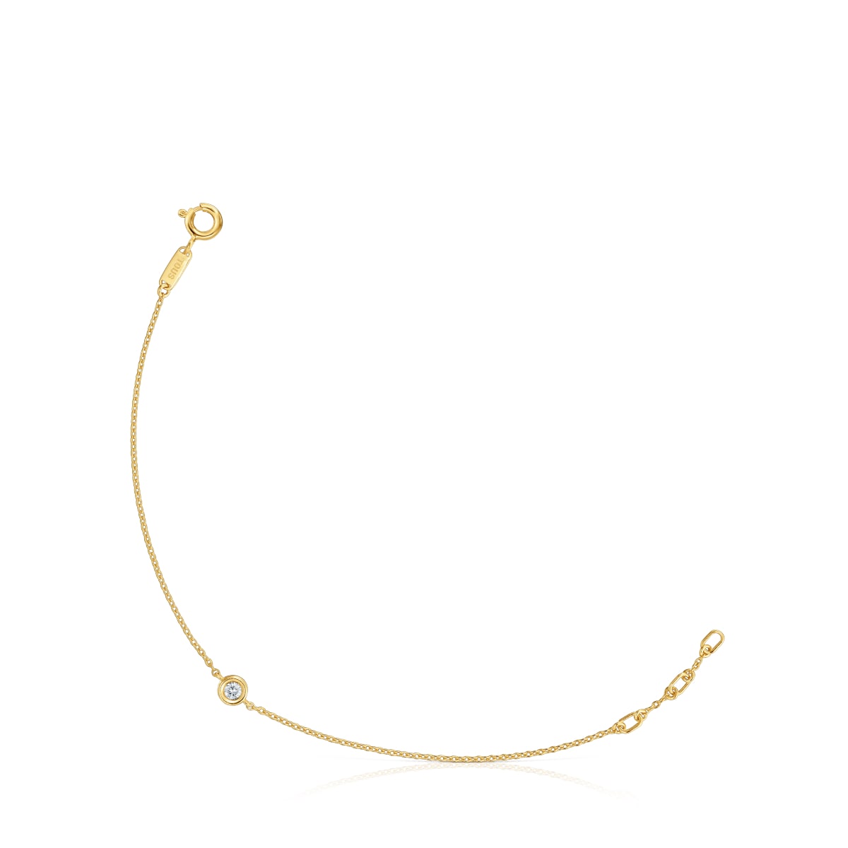 Tous - Pulsera Cadena Con Baño De Oro 18 Kt Sobre Plata Y Diamante Creado En Laboratorio Line Lgd - Dorado