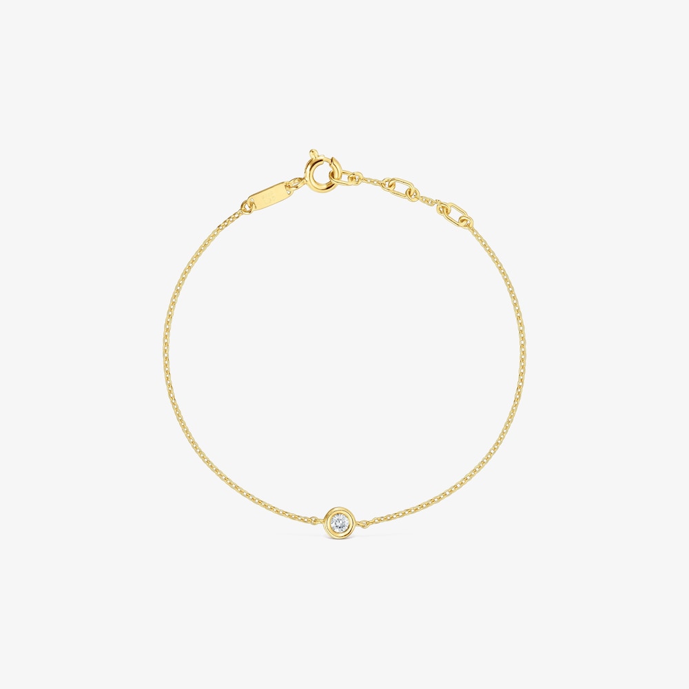Pulsera cadena con ba&ntilde;o de oro 18&nbsp;kt sobre plata y diamante creado en laboratorio Line LGD