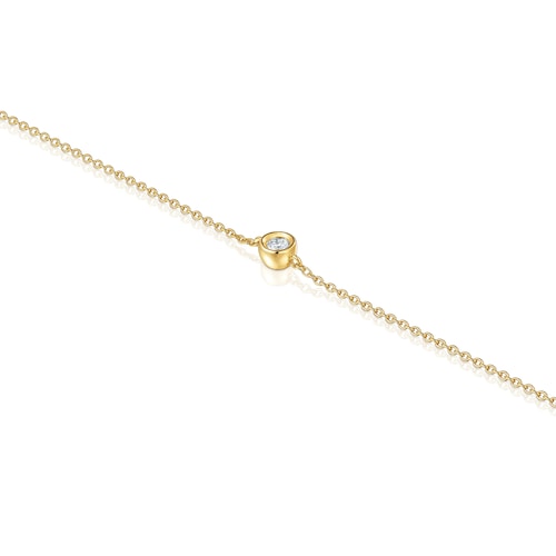 Pulsera cadena con baño de oro 18 kt sobre plata y diamante creado en laboratorio Line LGD