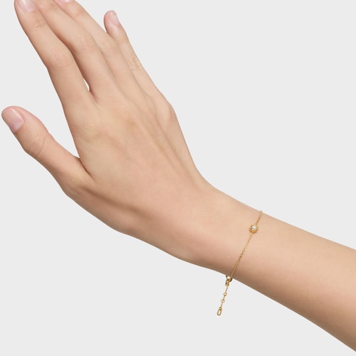 Pulsera cadena con baño de oro 18 kt sobre plata y diamante creado en laboratorio Line LGD