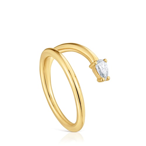 Ring with 18kt gold plating over silver and laboratory-grown diamond Lio LGD