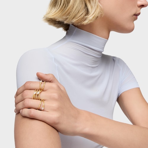 Anillo con baño de oro 18 kt sobre plata y diamante creado en laboratorio Lio LGD