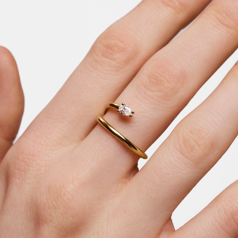 Ring with 18K gold vermeil and laboratory-grown diamond Lio LGD