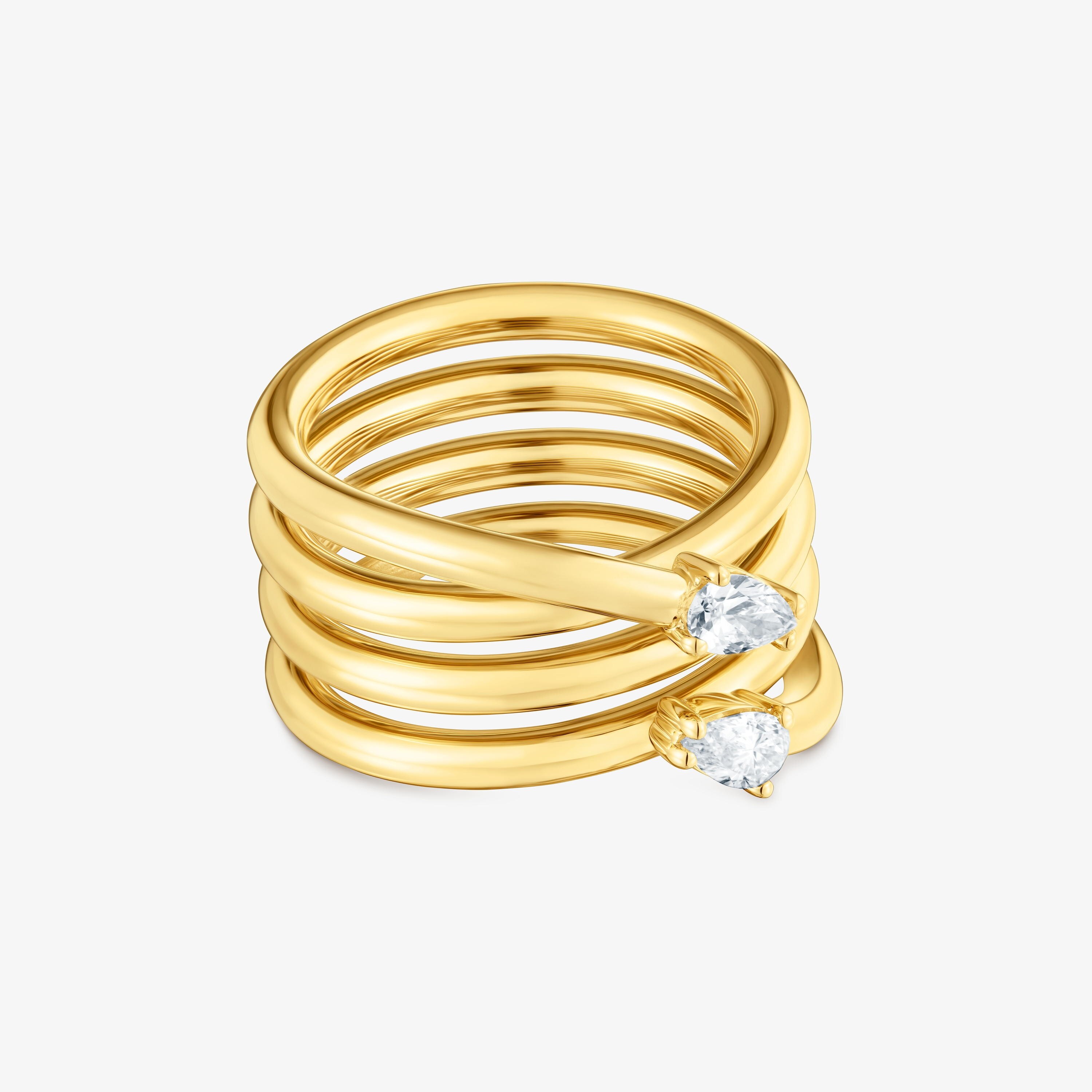 Wide ring with 18K gold vermeil and laboratory-grown diamonds Lio LGD