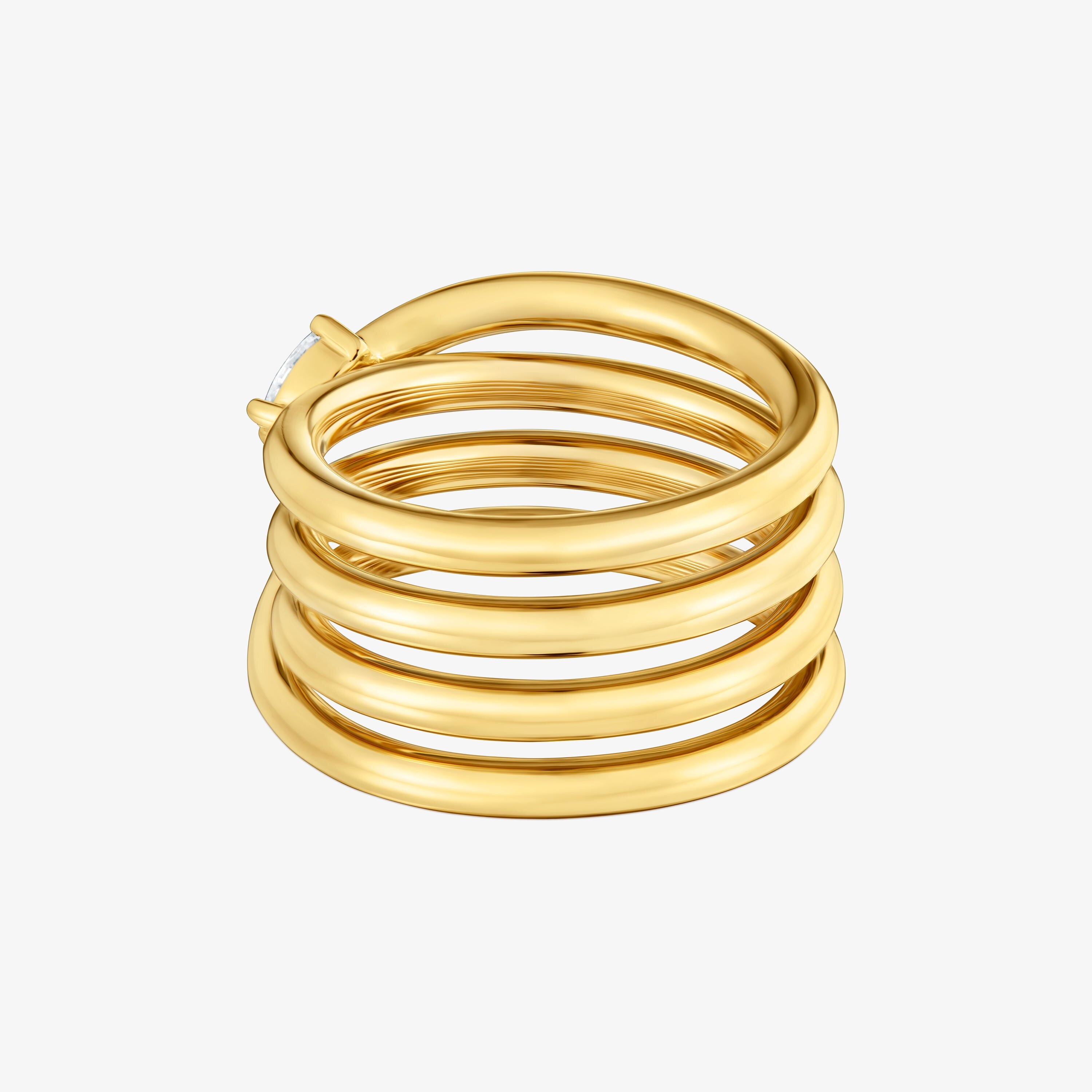 Wide ring with 18K gold vermeil and laboratory-grown diamonds Lio LGD