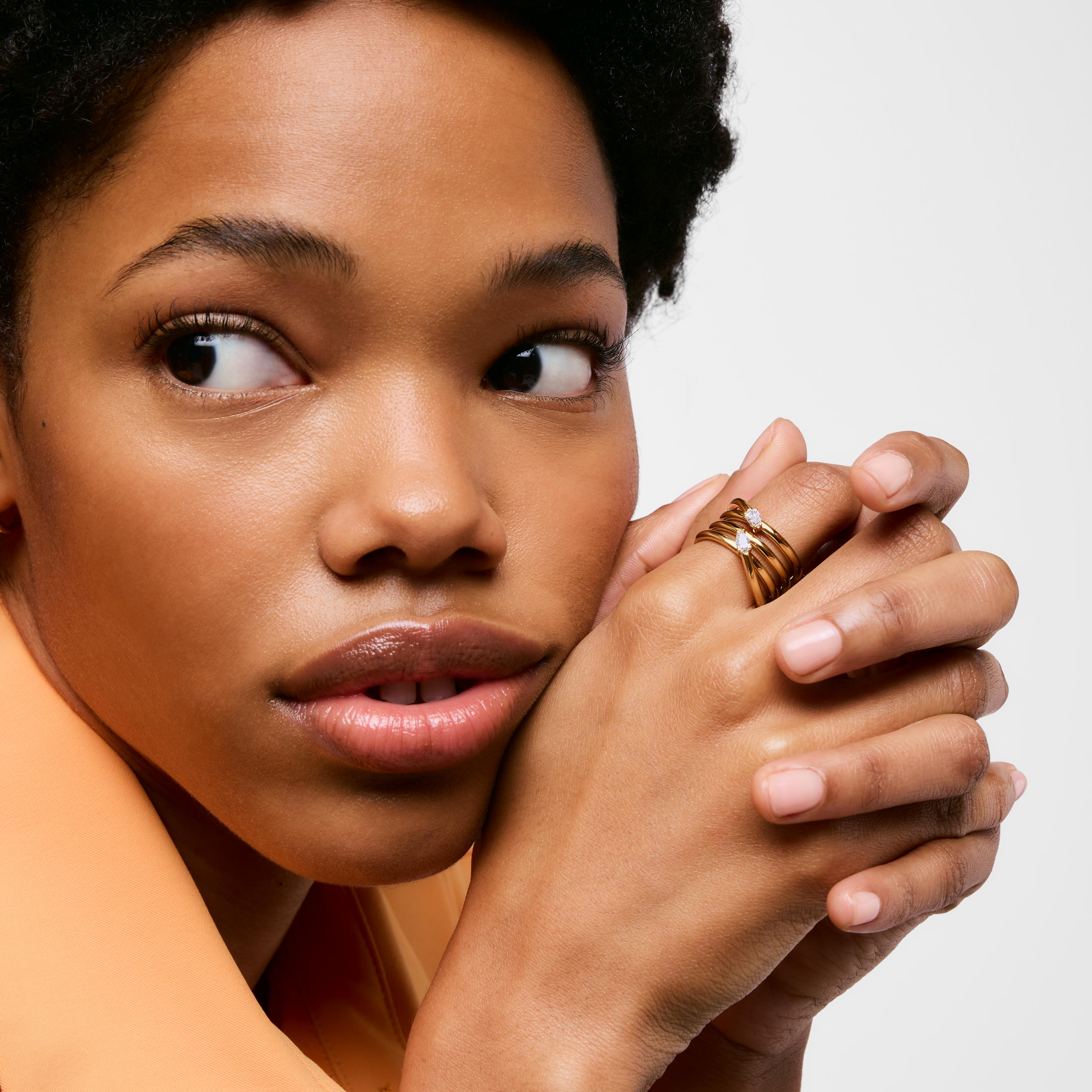 Wide ring with 18K gold vermeil and laboratory-grown diamonds Lio LGD