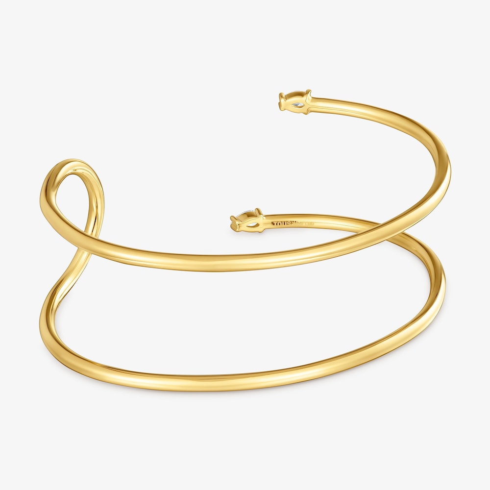 Pulsera esclava con ba&ntilde;o de oro 18&nbsp;kt sobre plata y diamantes creados en laboratorio Lio LGD