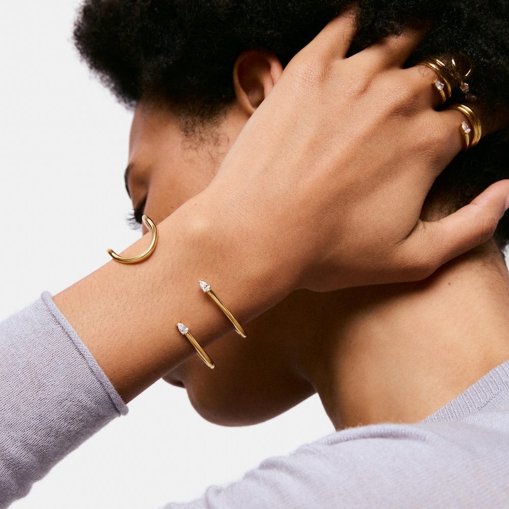 Pulsera esclava con ba&ntilde;o de oro 18&nbsp;kt sobre plata y diamantes creados en laboratorio Lio LGD