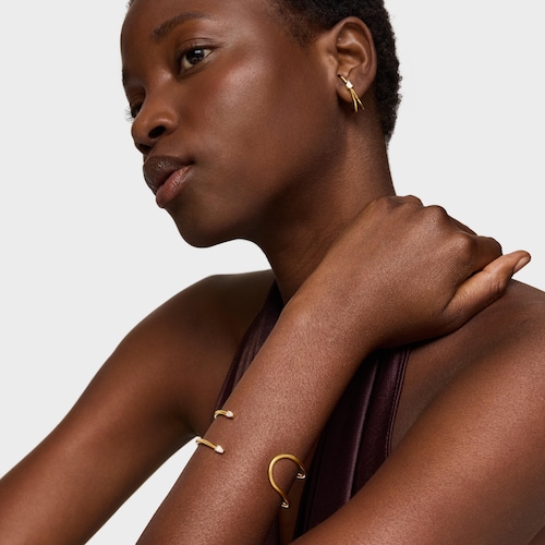 Pulsera esclava con baño de oro 18 kt sobre plata y diamantes creados en laboratorio Lio LGD