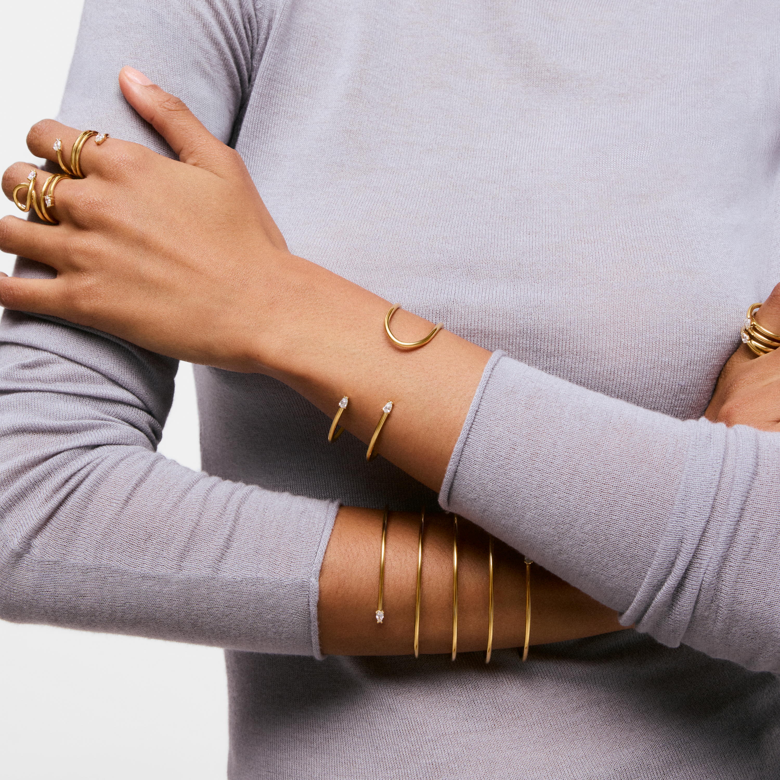 Bangle with 18K gold vermeil and laboratory-grown diamonds Lio LGD