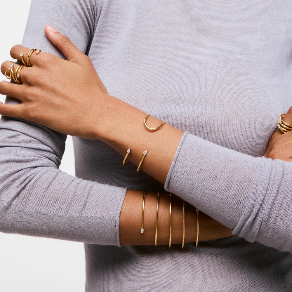 Pulsera esclava con ba&ntilde;o de oro 18&nbsp;kt sobre plata y diamantes creados en laboratorio Lio LGD