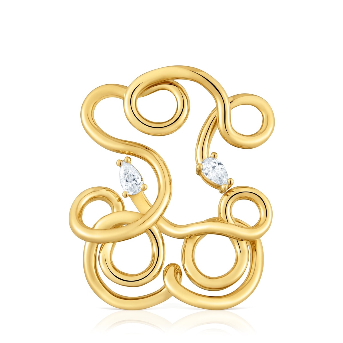 Tous - Colgante Oso Con Baño De Oro 18 Kt Sobre Plata Y Diamantes Creados En Laboratorio 35 Mm Lio Lgd - Transparente