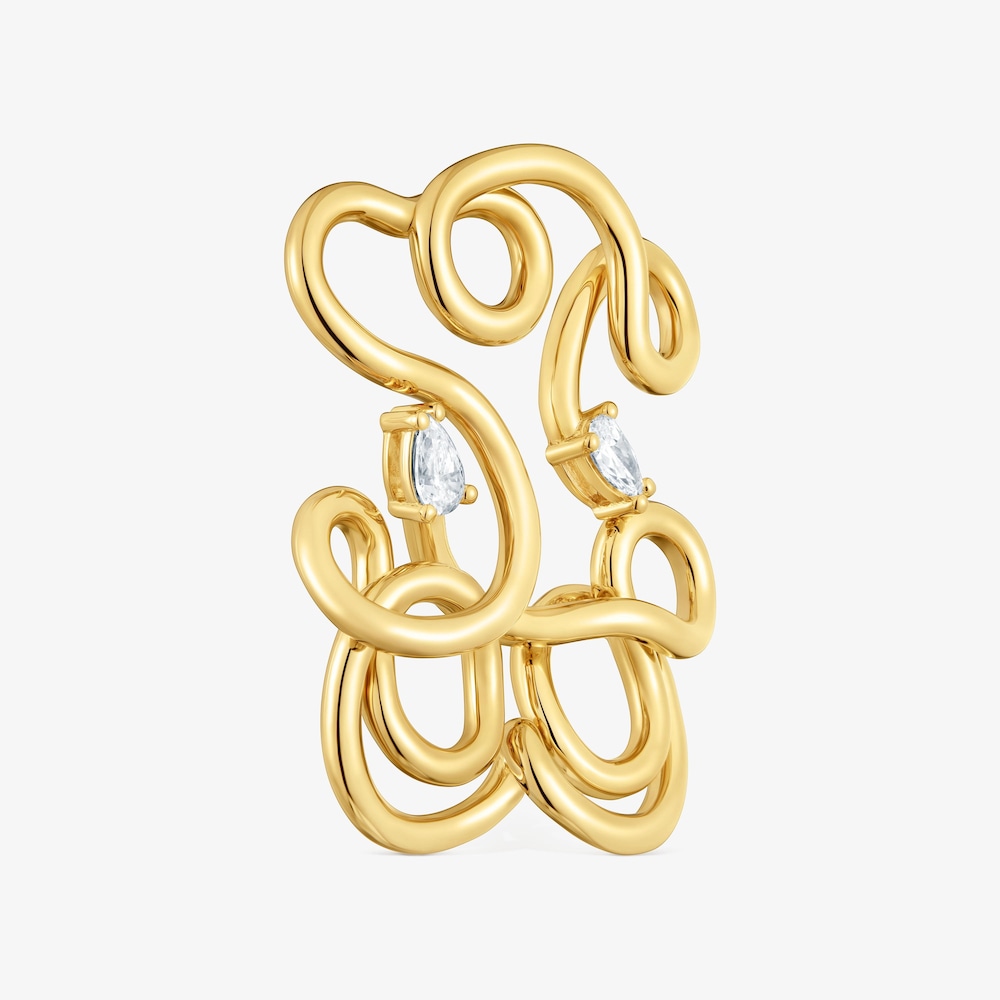 Dije oso con ba&ntilde;o de oro 18&nbsp;kt sobre plata y diamantes creados en laboratorio 35 mm Lio LGD