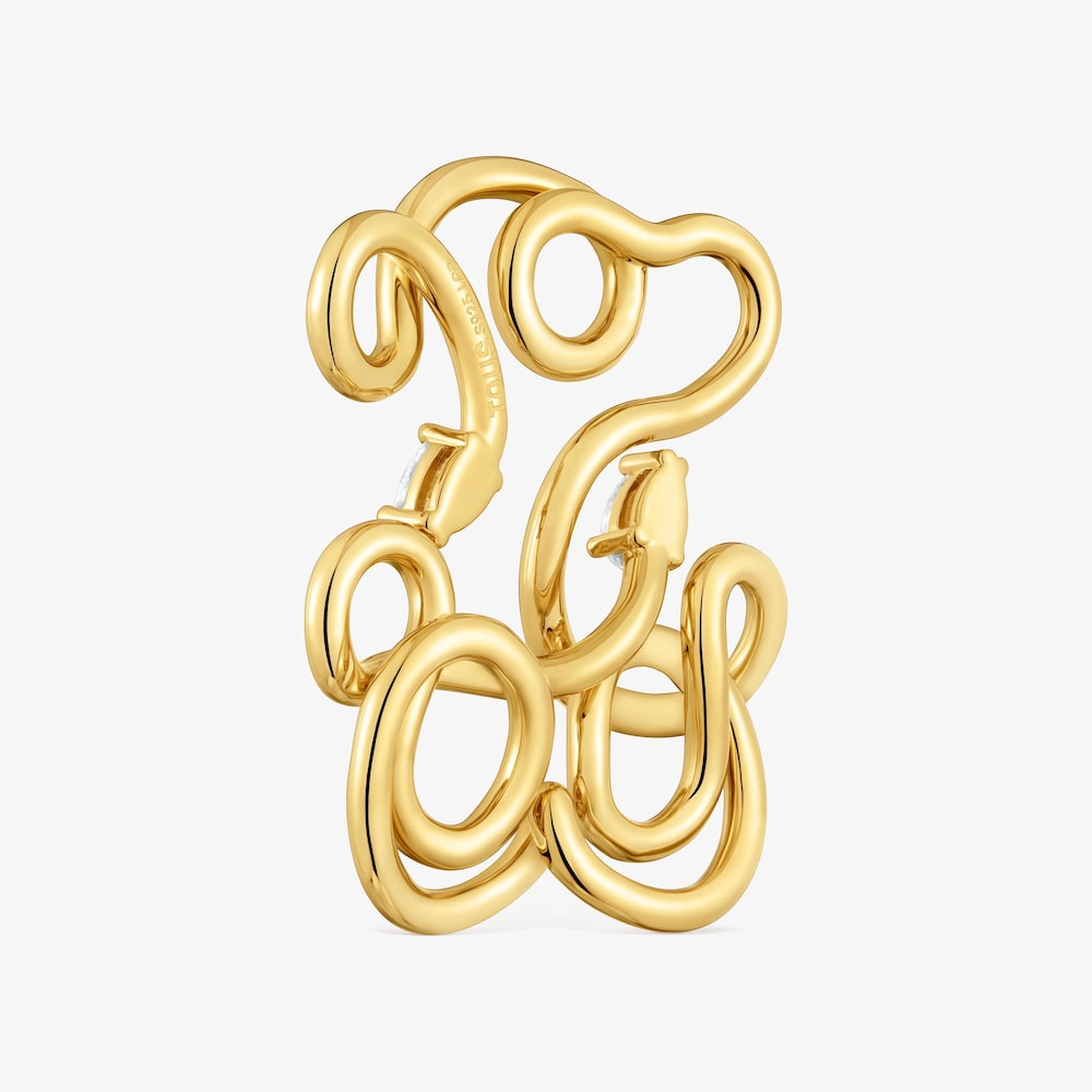 Dije oso con ba&ntilde;o de oro 18&nbsp;kt sobre plata y diamantes creados en laboratorio 35 mm Lio LGD