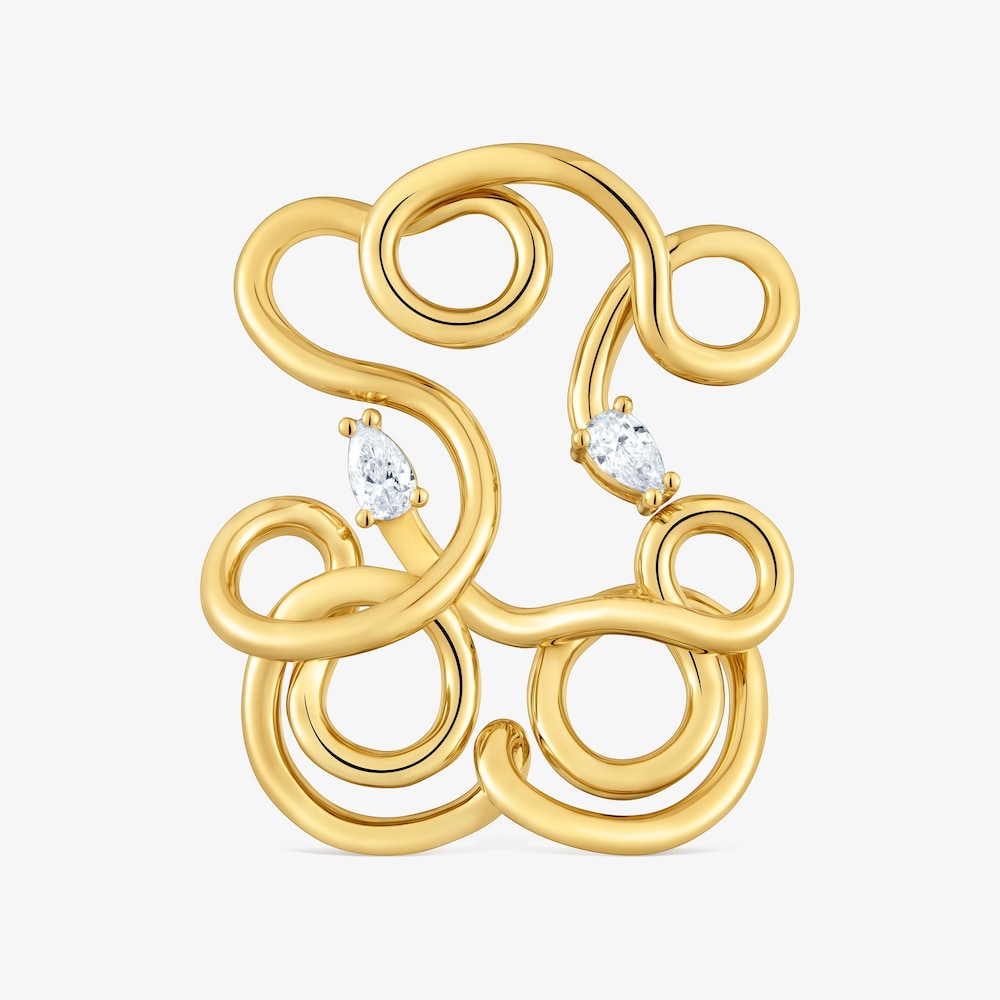 Dije oso con ba&ntilde;o de oro 18&nbsp;kt sobre plata y diamantes creados en laboratorio 35 mm Lio LGD