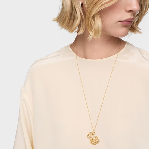 Colgante oso con baño de oro 18 kt sobre plata y diamantes creados en laboratorio 35 mm Lio LGD