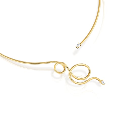 Collar abierto con baño de oro 18 kt sobre plata y diamantes creados en laboratorio Lio LGD