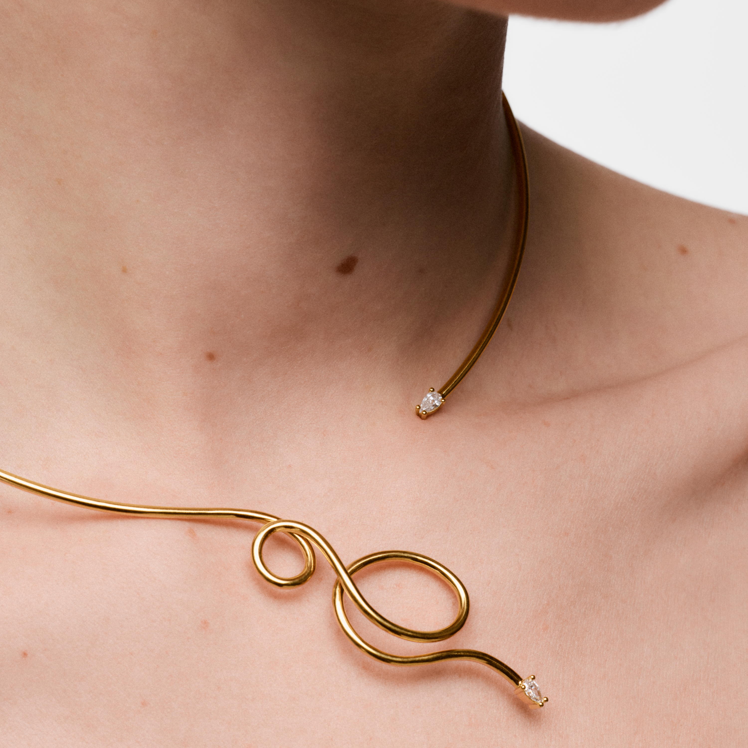 Open Necklace with 18K gold vermeil and laboratory-grown diamonds Lio LGD