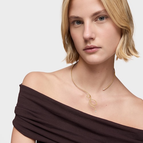 Collar abierto con baño de oro 18 kt sobre plata y diamantes creados en laboratorio Lio LGD