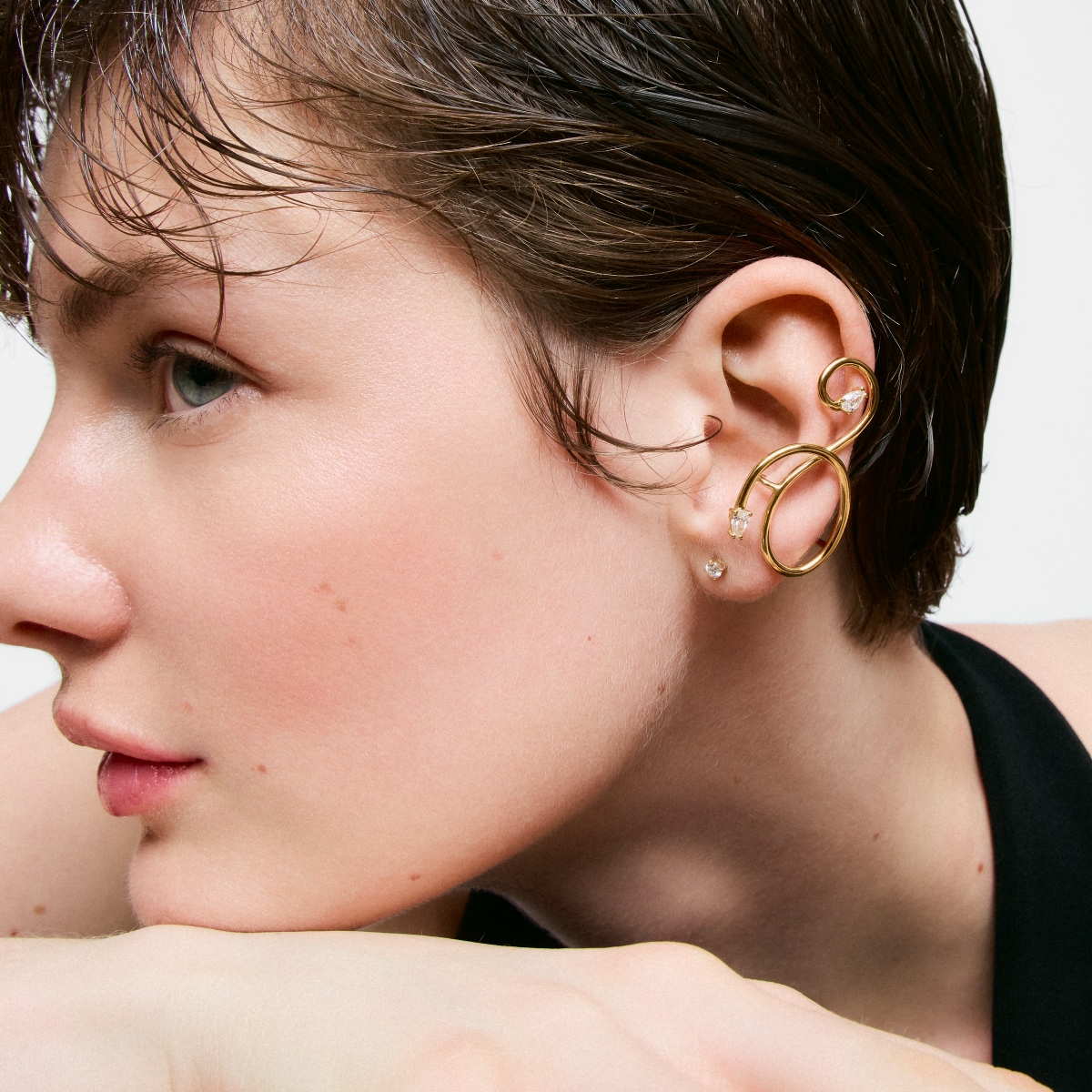 Tous - Earcuff Espiral Con Baño De Oro 18 Kt Sobre Plata Y Diamantes Creados En Laboratorio Lio Lgd - Transparente