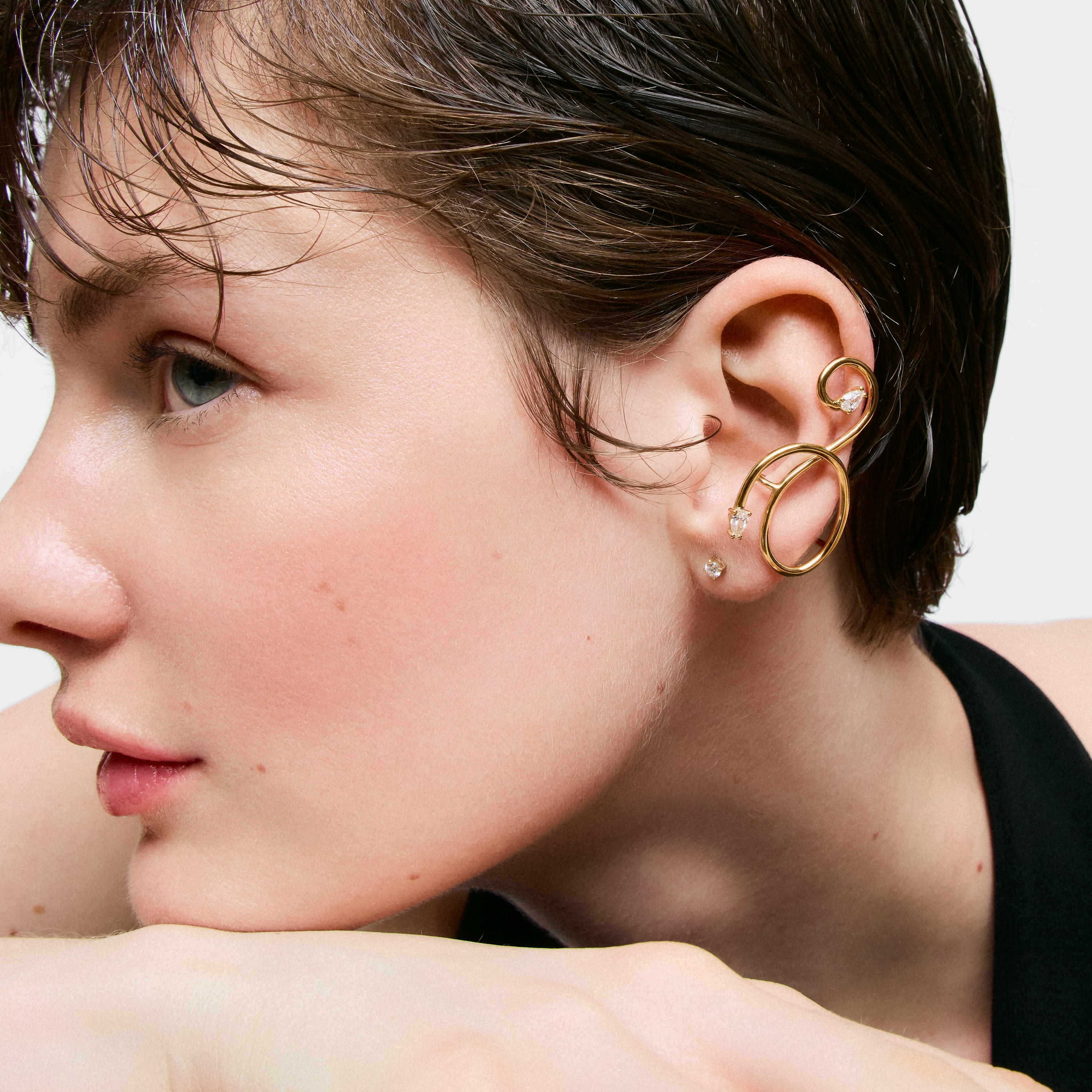 Spiral Earcuff with 18K gold vermeil and laboratory-grown diamonds Lio LGD