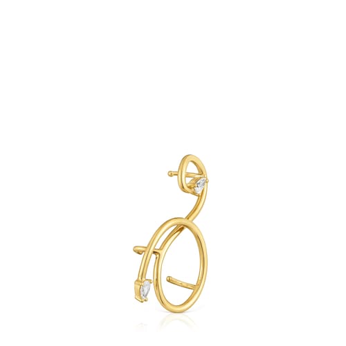 Earcuff a spirale in argento placcato oro 18 kt e diamanti creati in laboratorio Lio LGD