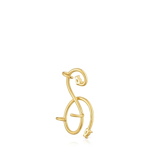 Earcuff a spirale in argento placcato oro 18 kt e diamanti creati in laboratorio Lio LGD