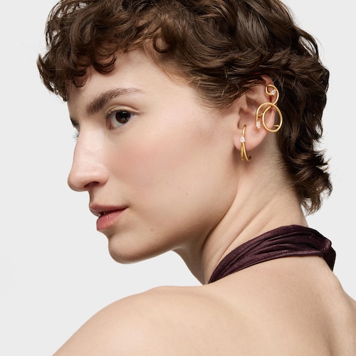 Earcuff a spirale in argento placcato oro 18 kt e diamanti creati in laboratorio Lio LGD