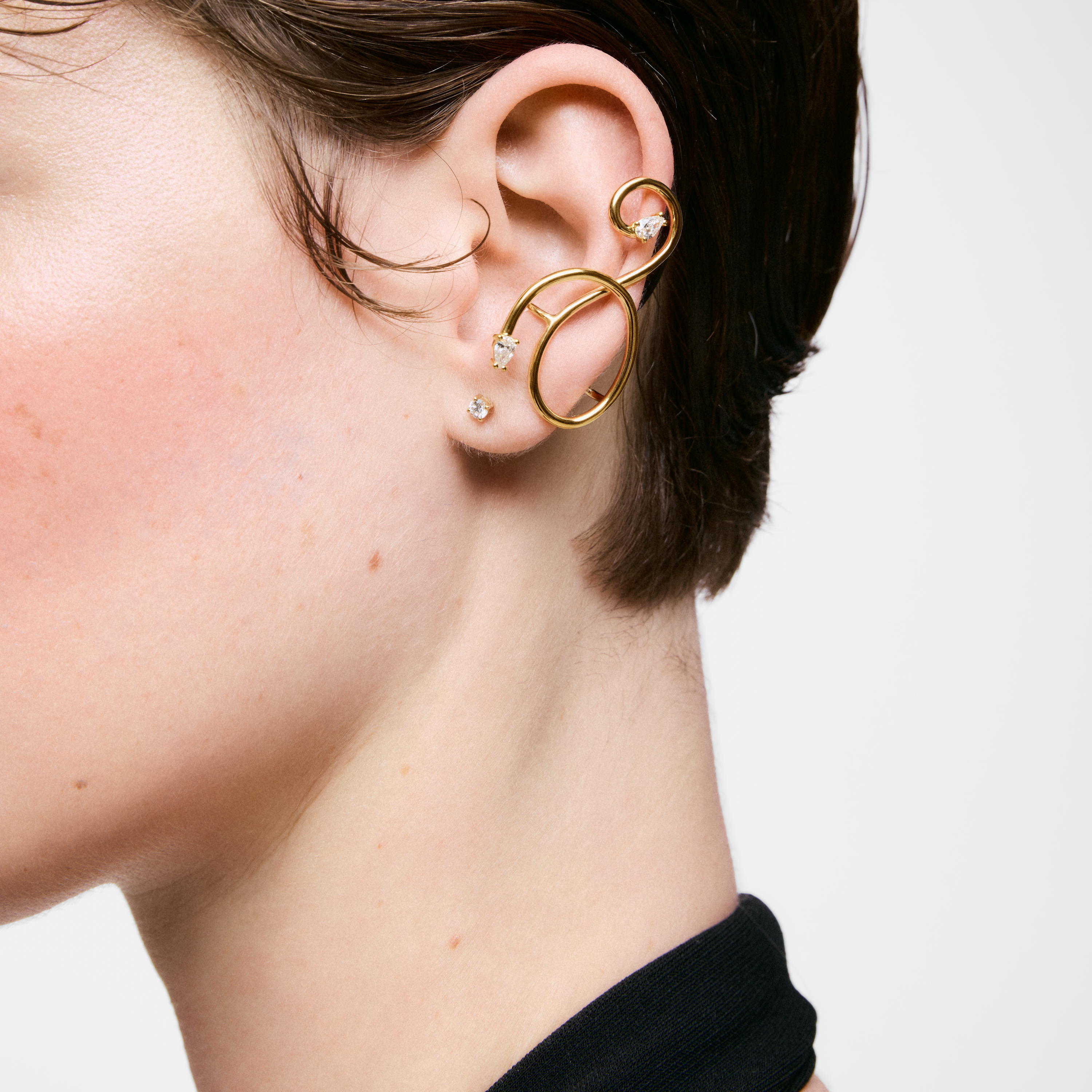 Spiral Earcuff with 18K gold vermeil and laboratory-grown diamonds Lio LGD
