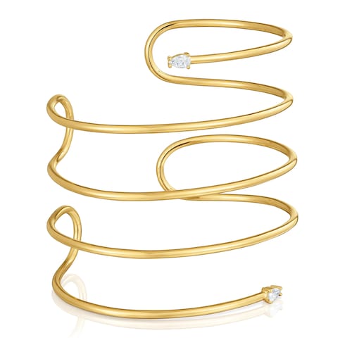 Pulsera esclava doble con baño de oro 18 kt sobre plata y diamantes creados en laboratorio Lio LGD