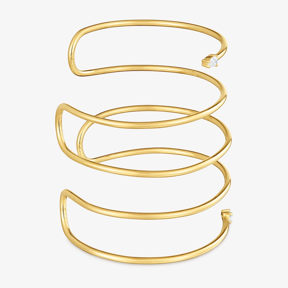 Pulsera esclava doble con ba&ntilde;o de oro 18&nbsp;kt sobre plata y diamantes creados en laboratorio Lio LGD