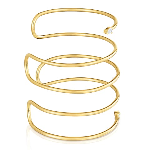 Pulsera esclava doble con baño de oro 18 kt sobre plata y diamantes creados en laboratorio Lio LGD