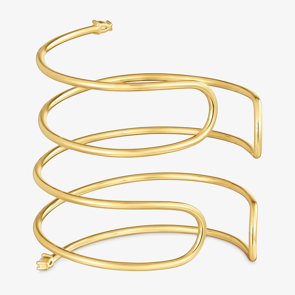 Pulsera esclava doble con ba&ntilde;o de oro 18&nbsp;kt sobre plata y diamantes creados en laboratorio Lio LGD