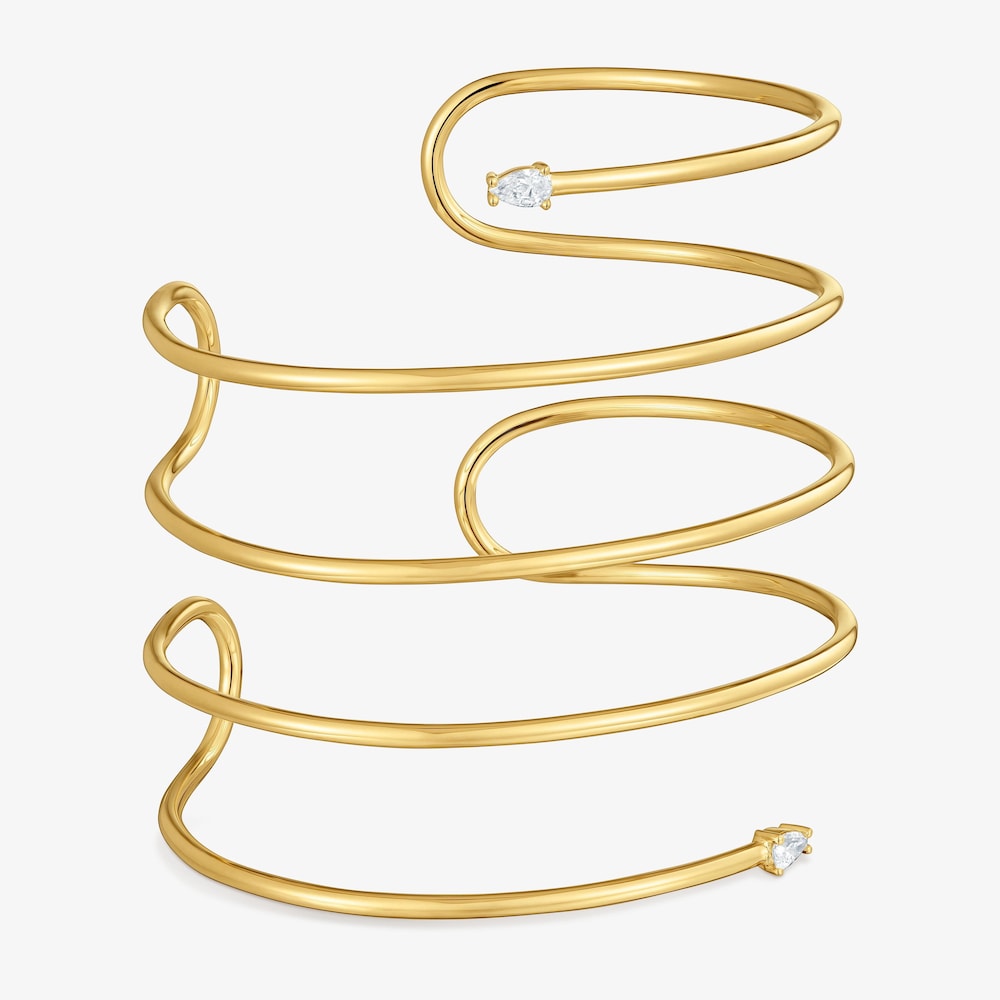 Pulsera esclava doble con ba&ntilde;o de oro 18&nbsp;kt sobre plata y diamantes creados en laboratorio Lio LGD