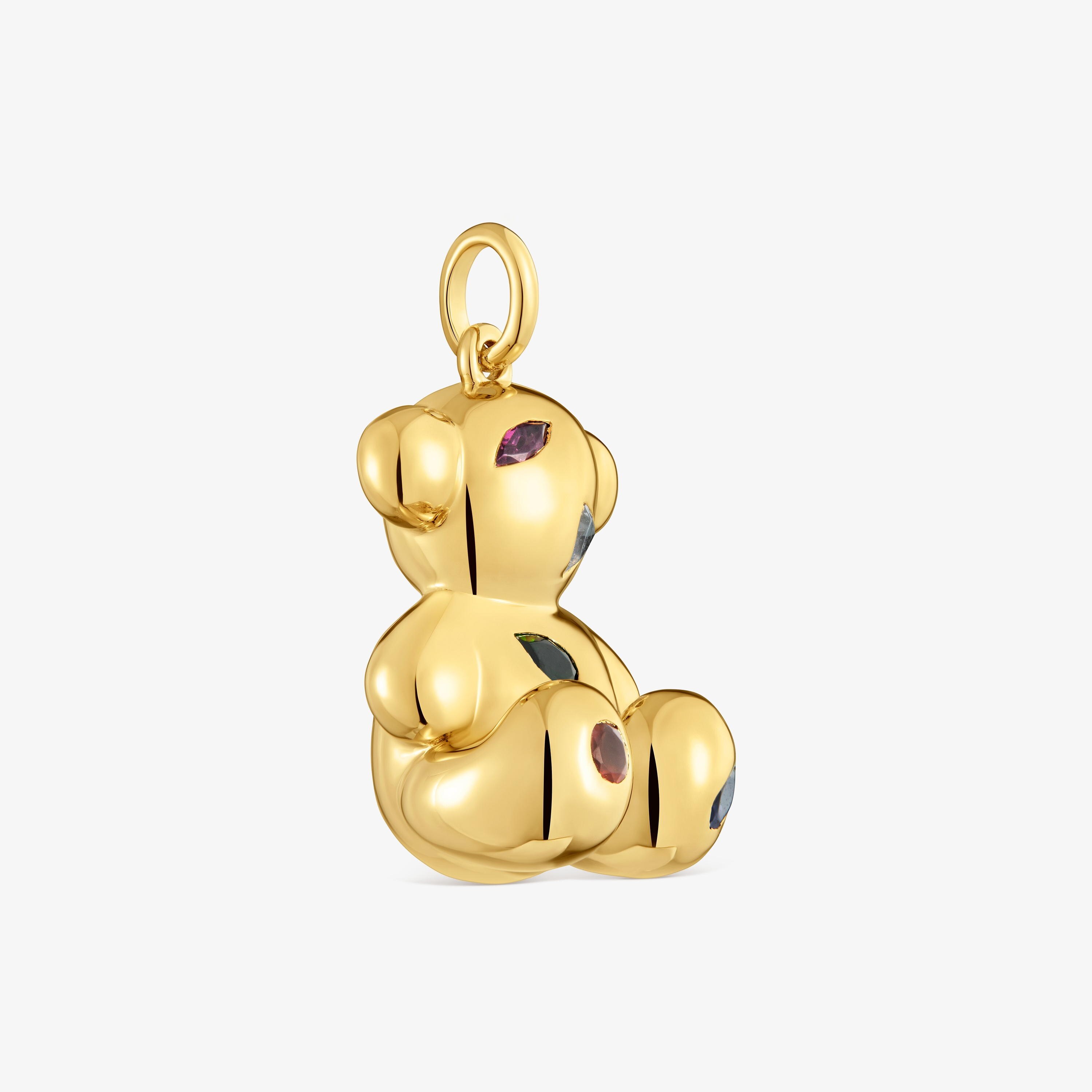 Bear Pendant with 18K gold vermeil and gemstones Bold Bear