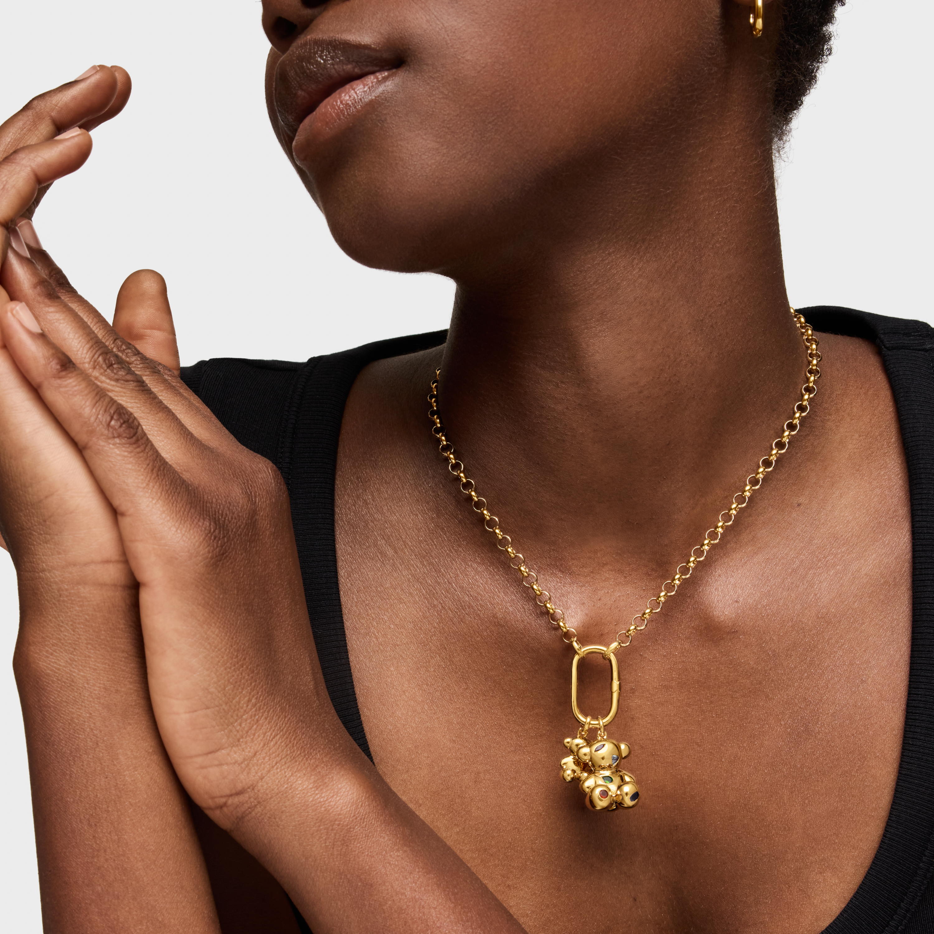 Bear Pendant with 18K gold vermeil and gemstones Bold Bear