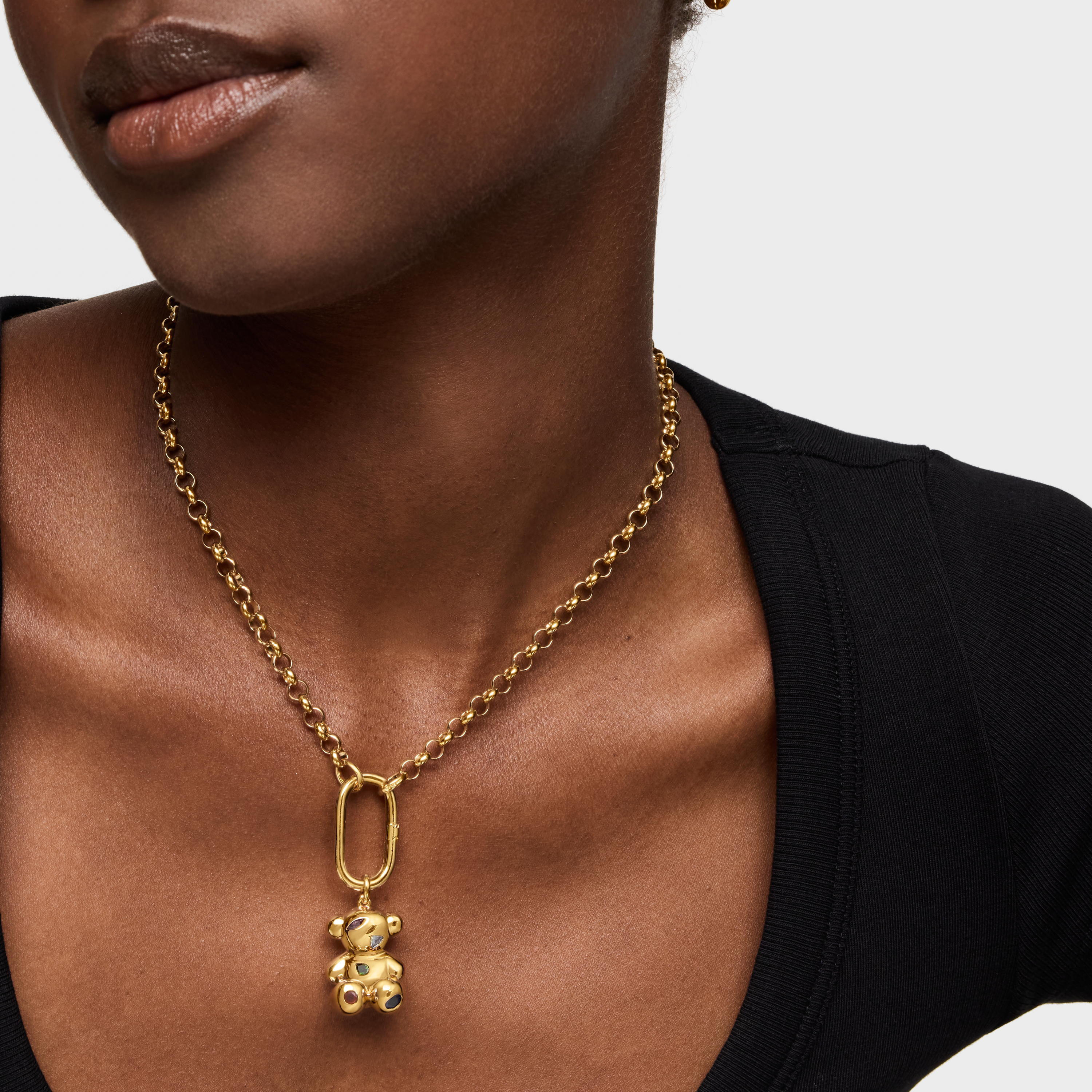 Bear Pendant with 18K gold vermeil and gemstones Bold Bear