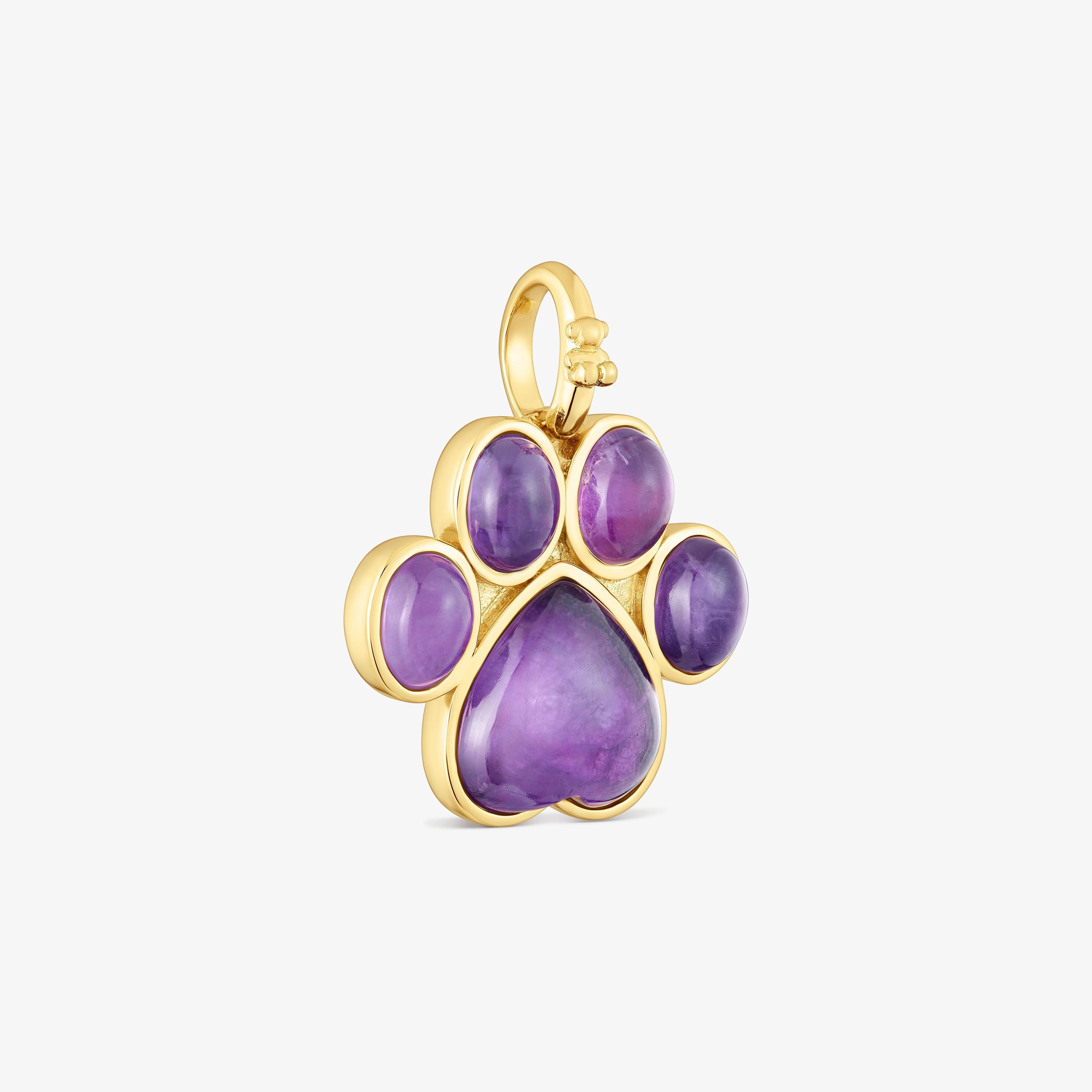 Paw-print Pendant with 18K gold vermeil and amethyst Medallions