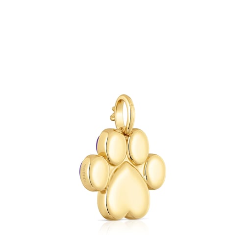 Paw-print Pendant with 18kt gold plating over silver and amethyst Medallions