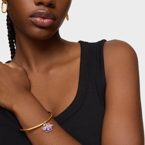 Paw-print Pendant with 18kt gold plating over silver and amethyst Medallions